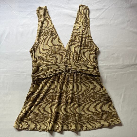 2007 Express Metallic Animal Print Empire Waist Babydoll Top Small Y2K Chic - Picture 4 of 9